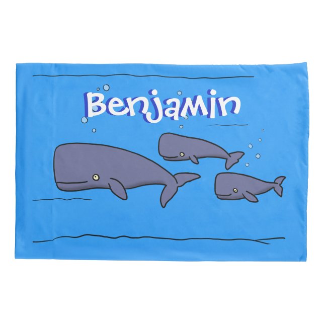 Housse D'oreillers Illustration de mignonne migratrice de baleines à  (Dos)