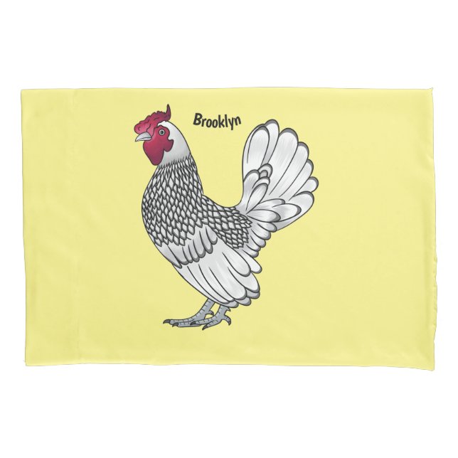 Housse D'oreillers Illustration de poulet Sebright (devant)