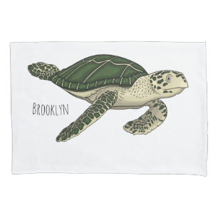 Housse D'oreillers Illustration de tortue marine de dessin animé
