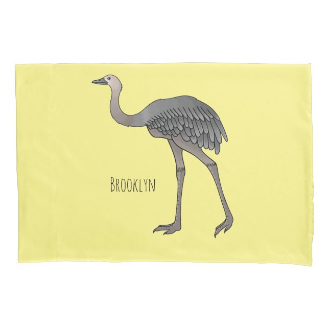 Housse D'oreillers Illustration d'oiseau de rhée (devant)