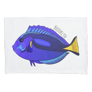 Housse D'oreillers Illustration du poisson de la cuve bleue