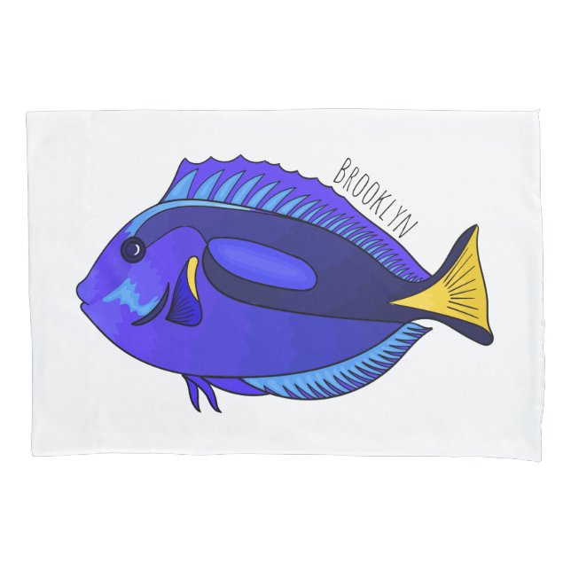 Housse D'oreillers Illustration du poisson de la cuve bleue (devant)