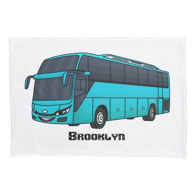 Housse D'oreillers Illustration d'un autobus à passagers moderne (devant)