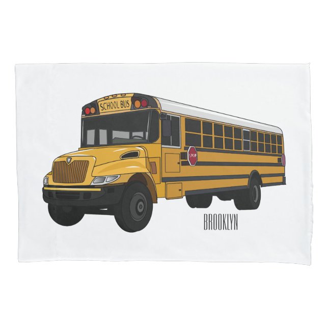 Housse D'oreillers Illustration d'un autobus scolaire (devant)