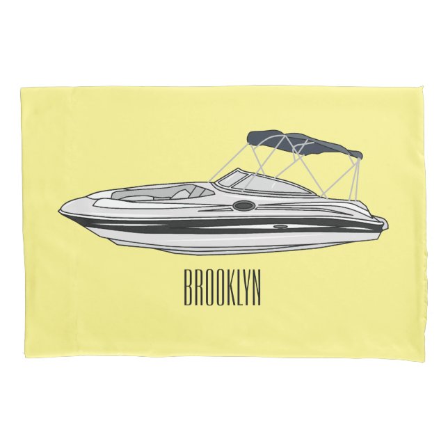 Housse D'oreillers Illustration d'un bateau à moteur (devant)