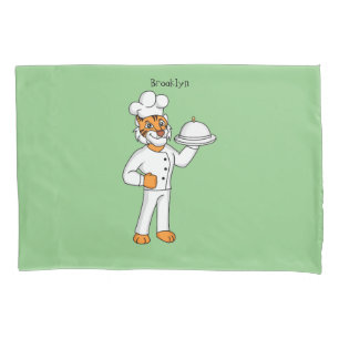 Housse D'oreillers Illustration d'un chef tigre drôle et mignon