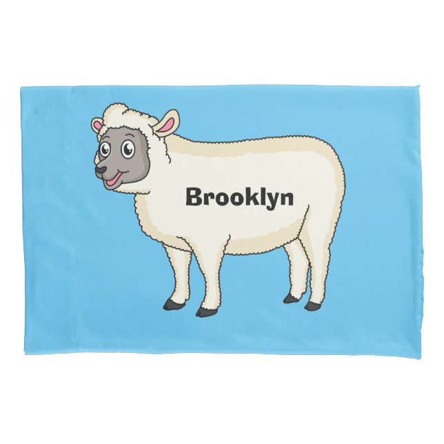 Housse D'oreillers Illustration d'un mouton joyeux (devant)
