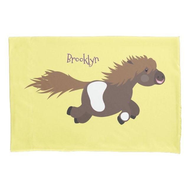 Housse D'oreillers Illustration d'un poney de Shetland mignon (devant)