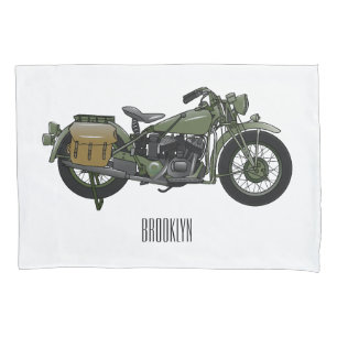 Housse D'oreillers Illustration d'une moto de croiseur militaire