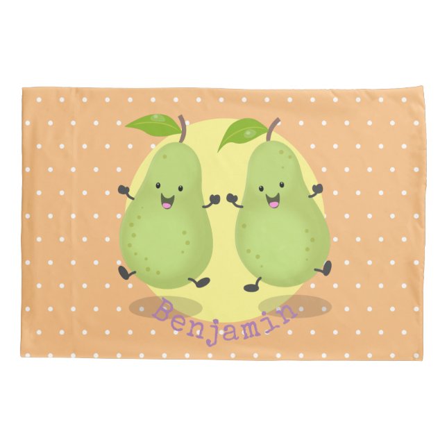 Housse D'oreillers Illustration d'une paire de poires mignonne (Dos)