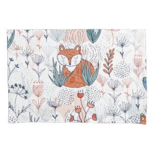 Housse D'oreillers Illustration forestière de l'enfant, renards et fl