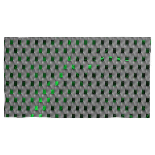 Housse D'oreillers Image verte sous plaques grises, carrés oblongs. (devant-gauche)