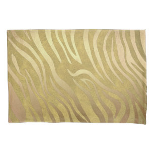 Housse D'oreillers Imprimé Zèbre Bronze Doré Safari Jungle Glam