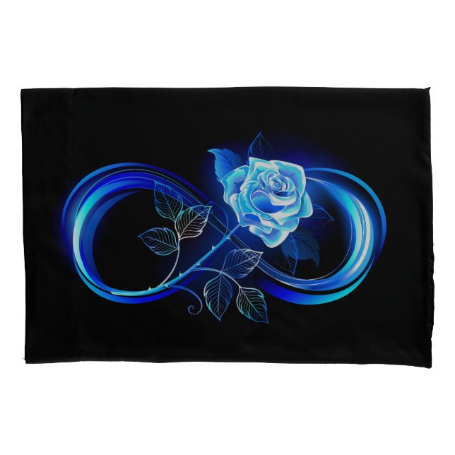 Housse D'oreillers Infini lumineux avec rose bleue (devant)