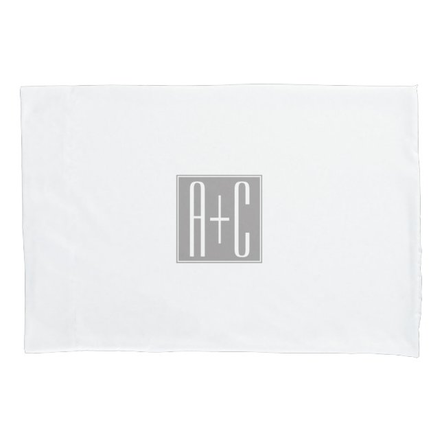 Housse D'oreillers Initiales de couples ou autre texte | Blanc & Gris (devant)