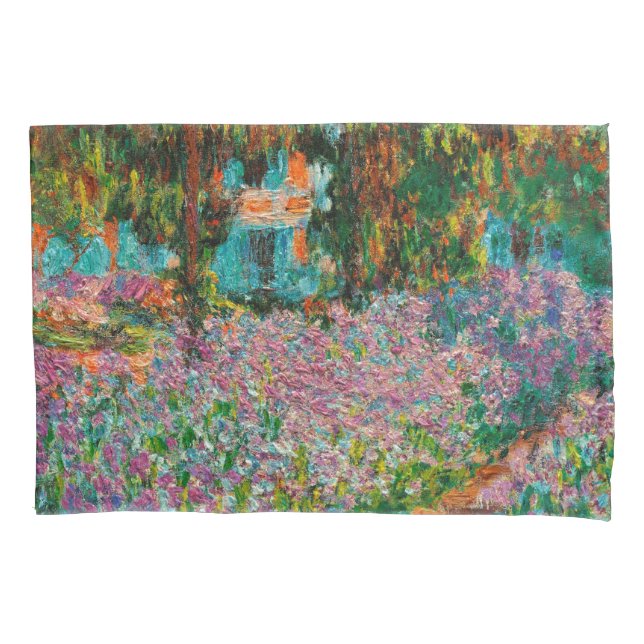 Housse D'oreillers Iris Jardin Monet Giverny fleurs (devant)