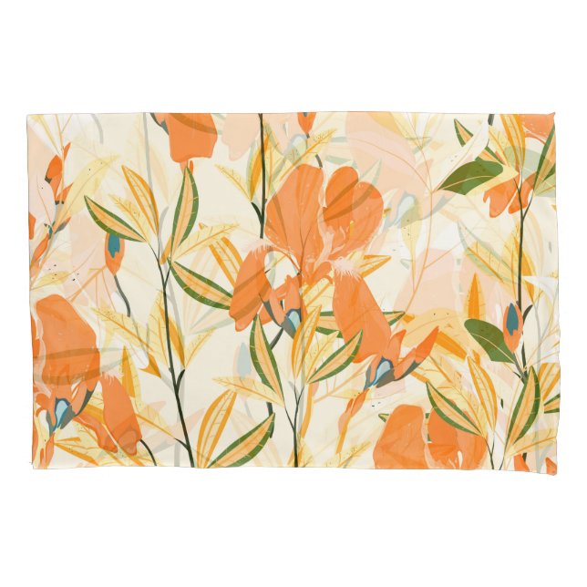 Housse D'oreillers Iris orange : motif floral transparent (devant)