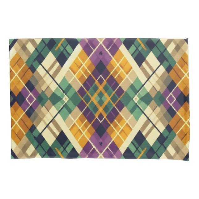 Housse D'oreillers Jacquard Mardi Gras jaune violet vert (devant)