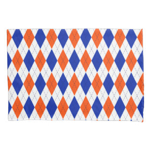Housse D'oreillers Jacquard orange et bleu diamant