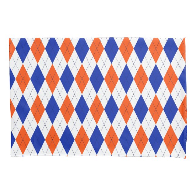 Housse D'oreillers Jacquard orange et bleu diamant (devant)