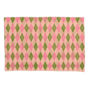 Housse D'oreillers Jacquard rose et vert Pastel Plaid Motif