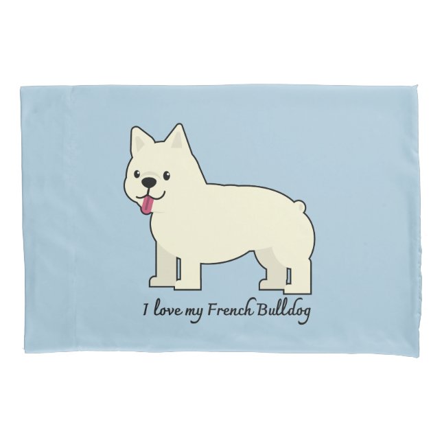 Housse D'oreillers J'adore mon Bouledogue Français (devant)