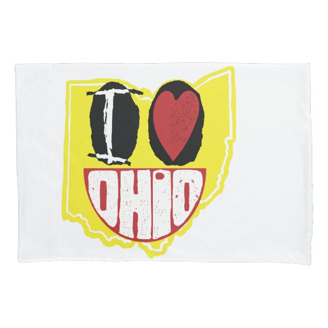 Housse D'oreillers J'Aime Ohio Sourire Un Visage Heureux (devant)