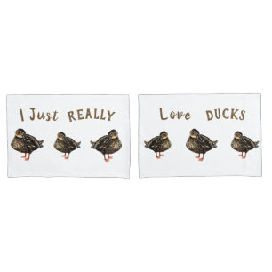 Housse D'oreillers J'Aime Vraiment Les Cas D'Oreiller De Canards