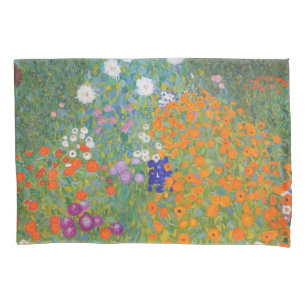 Housse D'oreillers Jardin de fleurs par Gustav Klimt