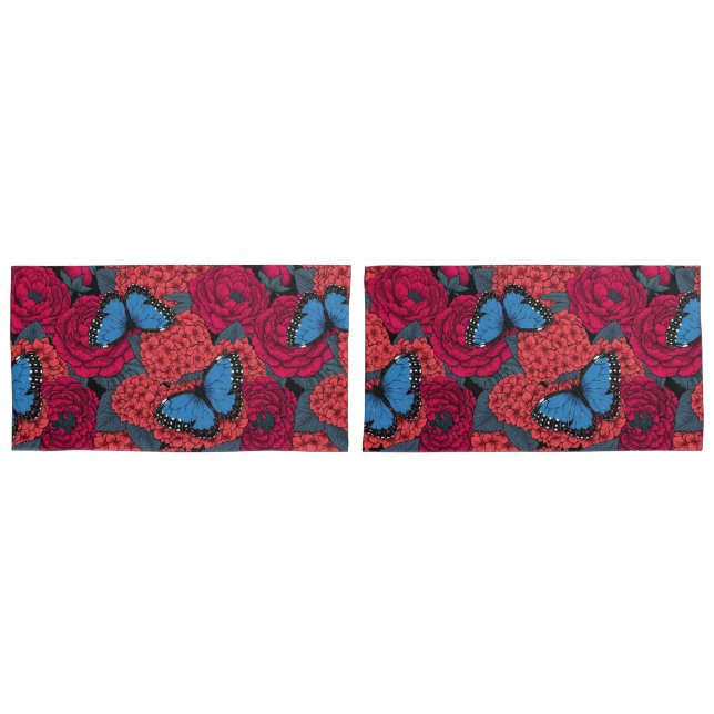 Housse D'oreillers Jardin de morpho bleu (devant-Set)