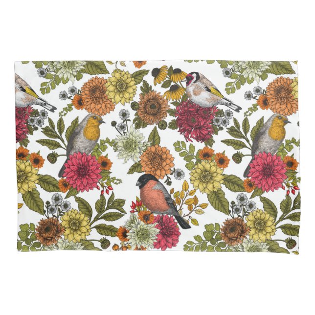 Housse D'oreillers Jardin d'oiseaux et de fleurs 1 (devant-gauche)