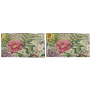 Housse D'oreillers Jardin Floral de Nid d'Oiseau Papillon Art