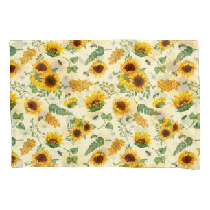 Housse D'oreillers Jardin Jaune Tournesols Miel Abeilles Oreillers