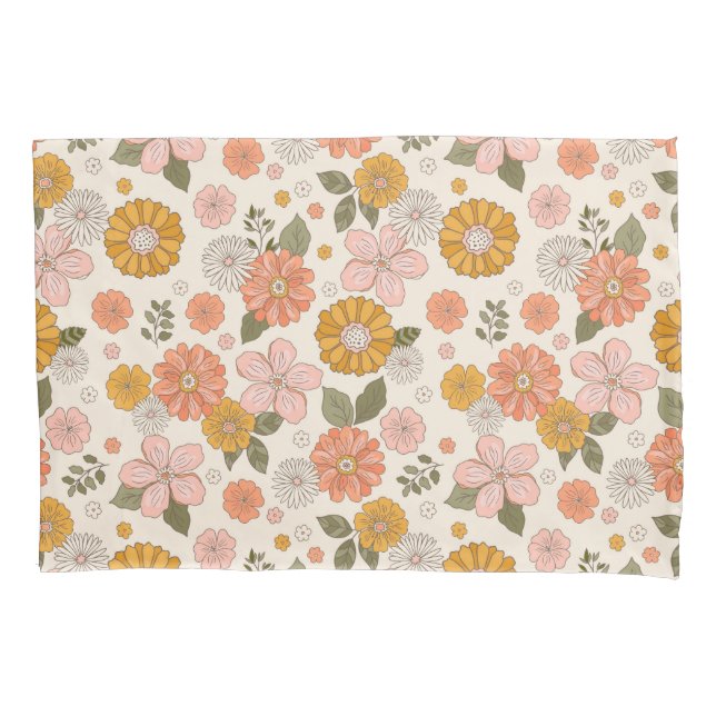 Housse D'oreillers Jardin rose et orange Motif (devant)