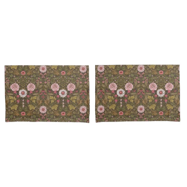 Housse D'oreillers Jardin sauvage sur café brun (devant-Set)