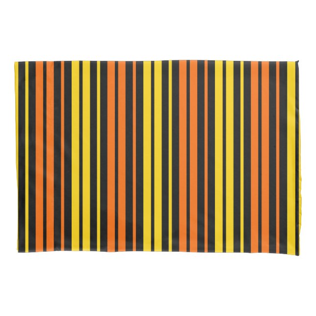 Housse D'oreillers Jaune et orange rayures verticales noires   (devant)