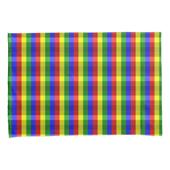 Housse D'oreillers Jeu de Coques de couleurs primaires-CHECKS-Coussin (devant-Droit)