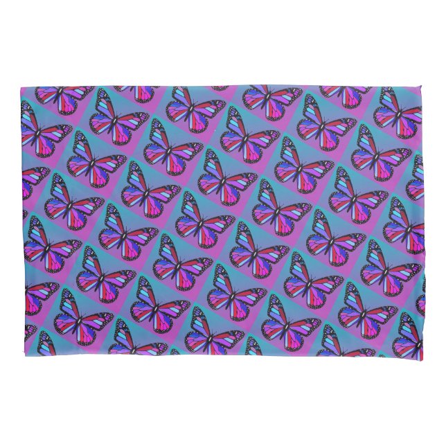 Housse D'oreillers Jewel Butterflies in Purple and Blue Pattern (devant-gauche)