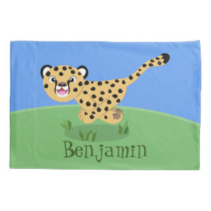 Housse D'oreillers Joli bébé guépard en cours de dessin animé illustr