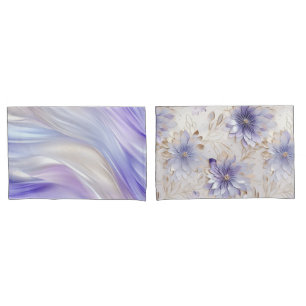 Housse D'oreillers Joli bleu bleu perle blanc floral