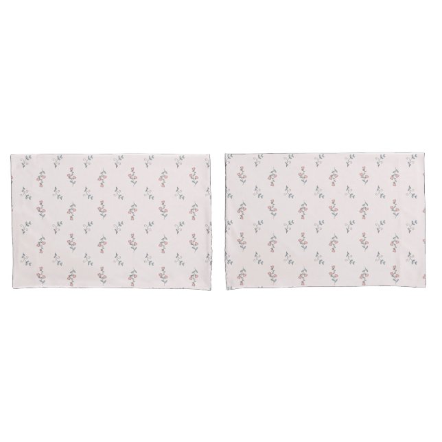 Housse D'oreillers Joli Boho Blush rose floral motif sur rose (devant-Set)