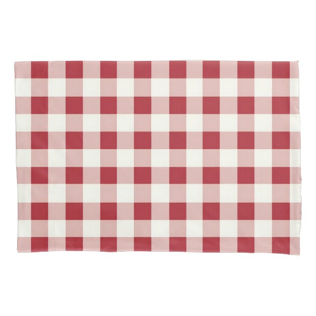 Housse D'oreillers Joli Gingham Rouge et Crème (devant)