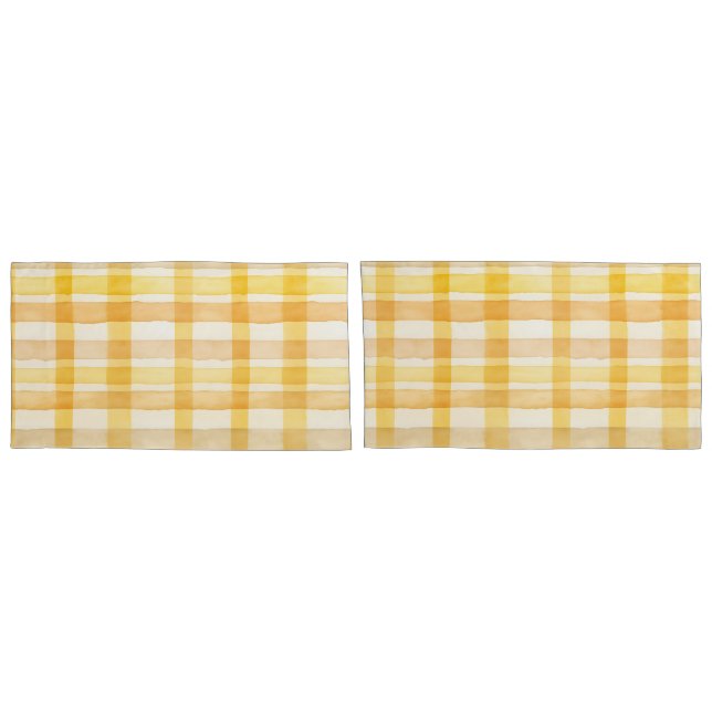 Housse D'oreillers Joli Jaune, Orange Motif de vérification de l'aqua (Dos-Set)