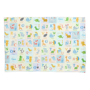 Housse D'oreillers Joli Motif ABC Animal Alphabet avec prénom