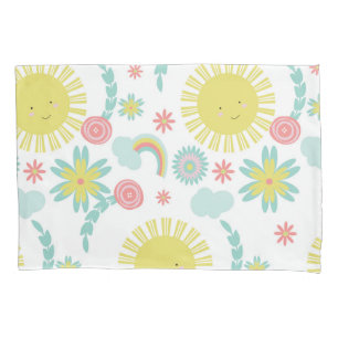 Housse D'oreillers Joli motif floral arc-en-ciel ensoleillé d'été 