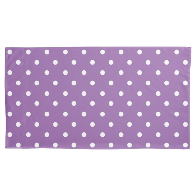 Housse D'oreillers Joli violet et Pois blancs (devant)