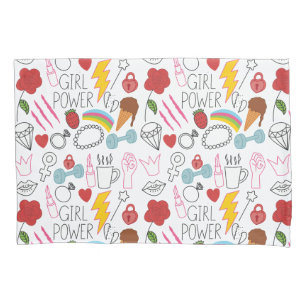 Housse D'oreillers Jolie fille Whimsical Power Doodle Retro