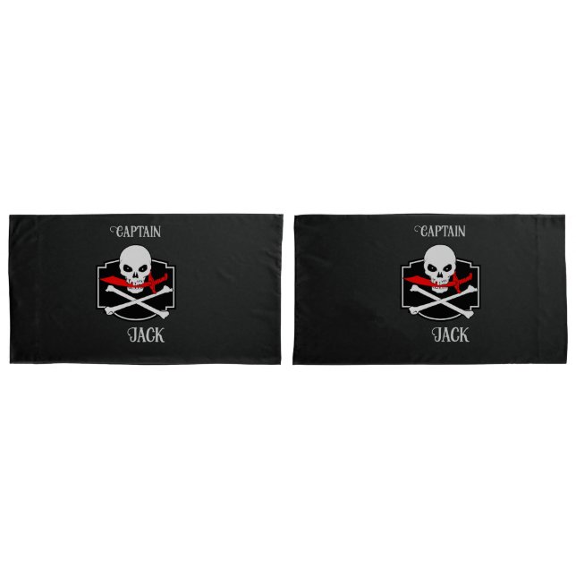 Housse D'oreillers Jolly roger personnalisé (Cutlass) (devant-Set)