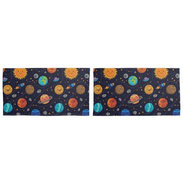 Housse D'oreillers Joyeuses planètes Pillowcases (devant-Set)