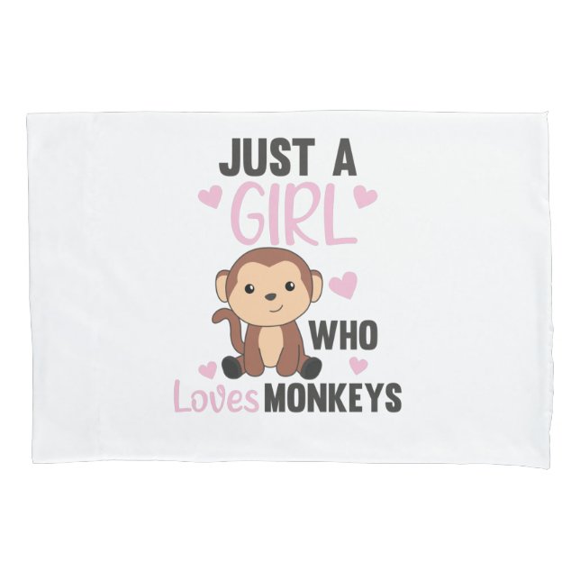 Housse D'oreillers Juste une fille qui aime les singes - Singe doux (devant)